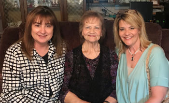 Sharon Ray Tackett with her mom and sister, both nurses