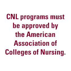 Text quote - CNL programs must be approved by the American Association of Colleges of Nursing.